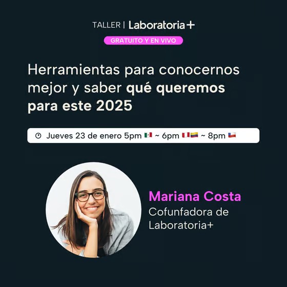 Logo a color del taller online llamado "Herramientas para conocernos mejor y saber qué queremos para este 2025"