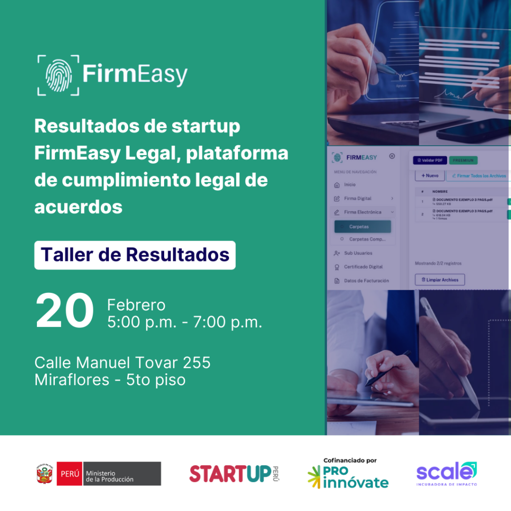 Flyer a color del Taller de Difusión de Resultados SUP10G de FirmEasy