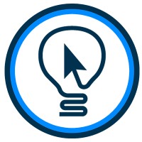 Logo de fondo blanco de la marca "soylíder.net" representada por un ícono de una bombilla con un clic en el centro. Dicho ícono es de color azul y celeste.