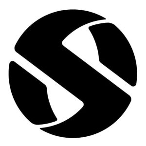 Logo de fondo blanco que en el centro tiene una S minimalista de relleno color negro
