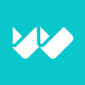 Logo de fondo turquesa claro de la Universidad Norbert Wiener que tiene una W en el centro