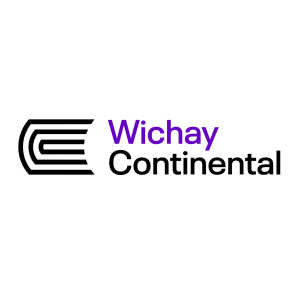 Logo de fondo blanco cuyo centro dice "Wichay Continental" en color morado y negro