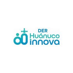Logo de fondo color blanco que en centro dice "DER Huánuco Innova" con un color degrade entre azul y celeste